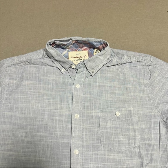 Original Weatherproof Vintage Mens Blue Button Up Short Sleeve Shirt Size Large - Picture 2 of 7